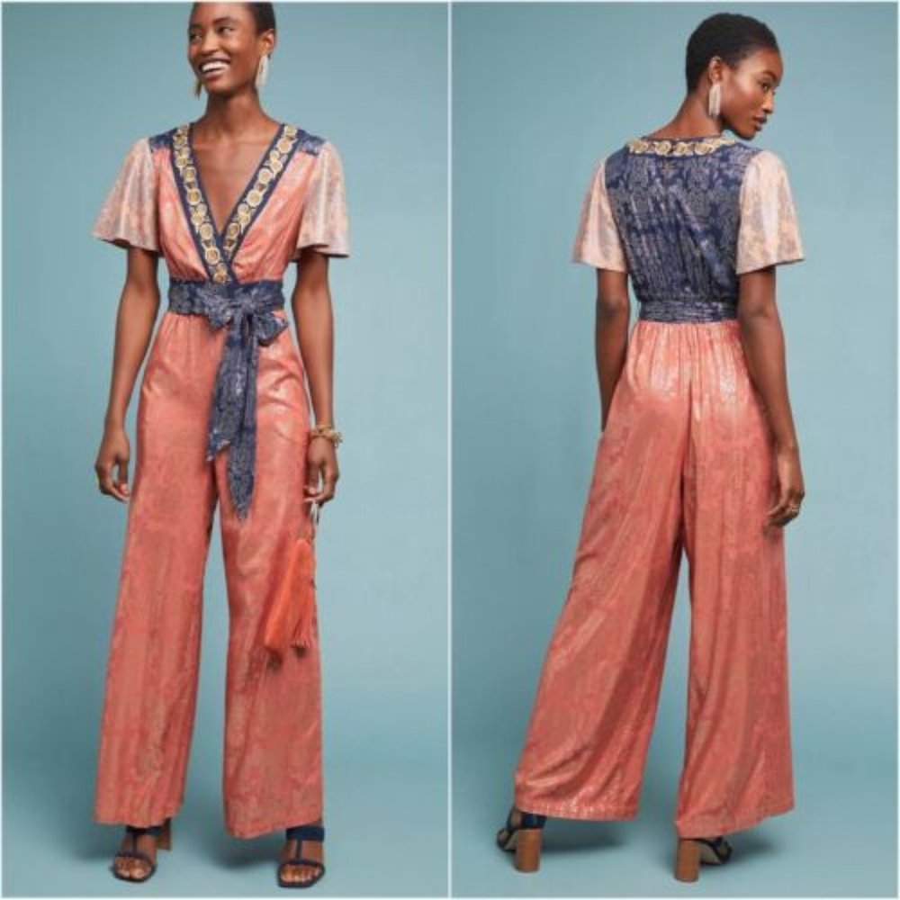 NWT Anthropologie Sofia Metallic Romper size 12